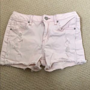 Girls Light Pink Denim Shorts